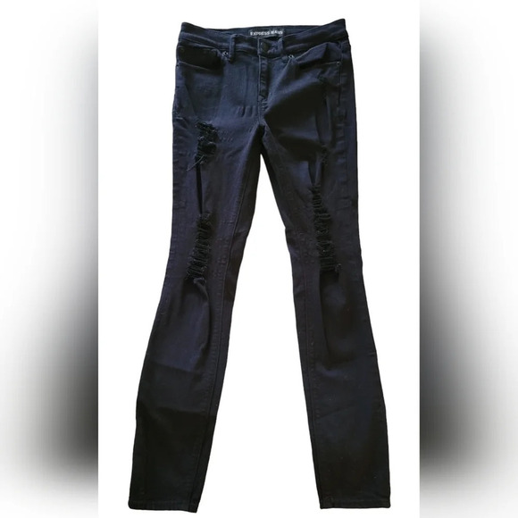 EXPRESS Mid-Rise Distressed Jegging - Picture 2 of 8